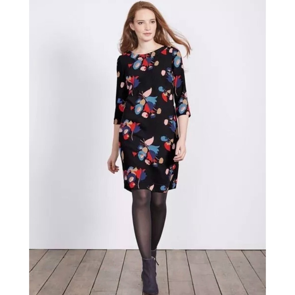 BODEN Sz 10 Alda Shift Dress Black Posey Mod Floral  Abstract‎ Artsy Bloomcore - Picture 2 of 8